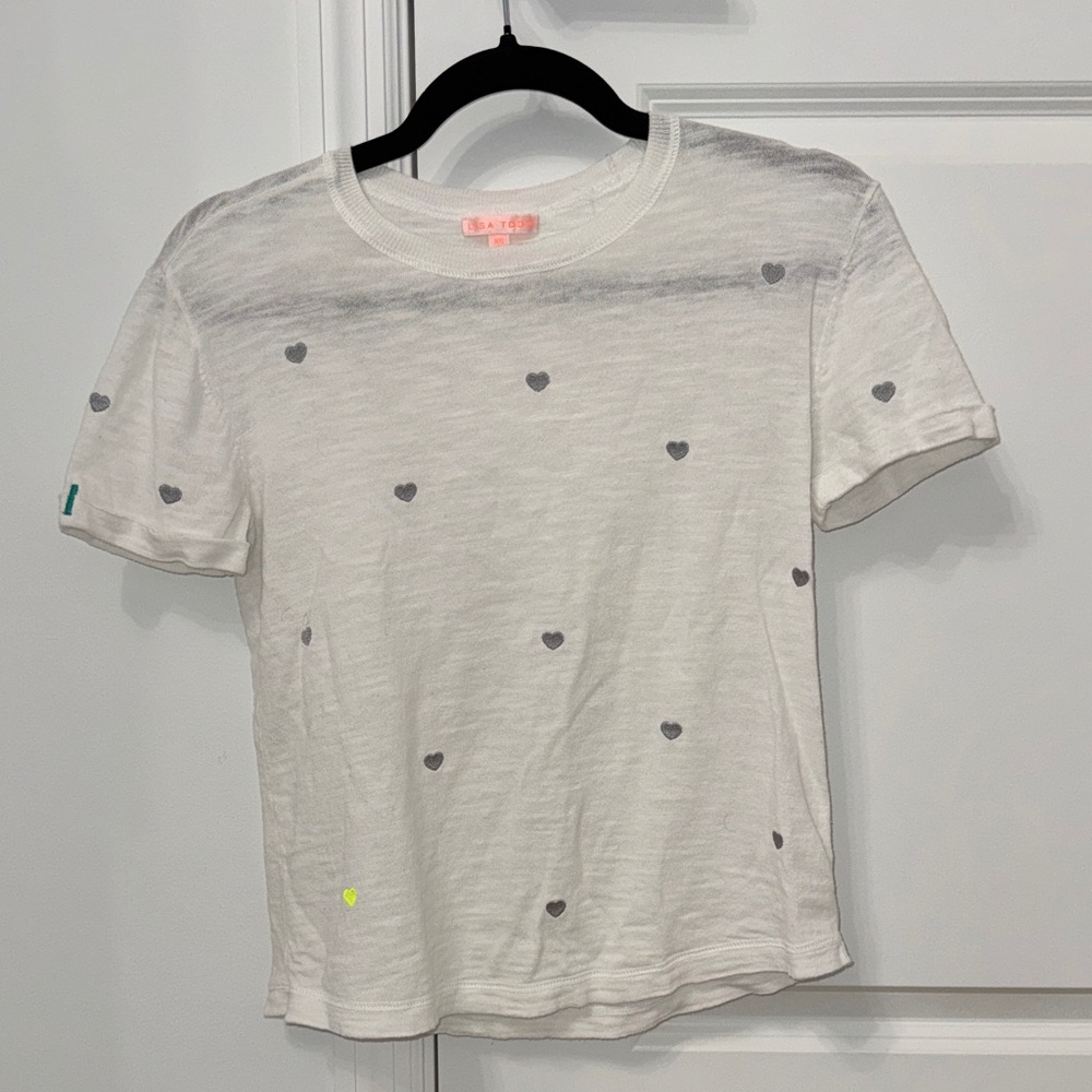 Lisa Todd White T Shirt with Hearts